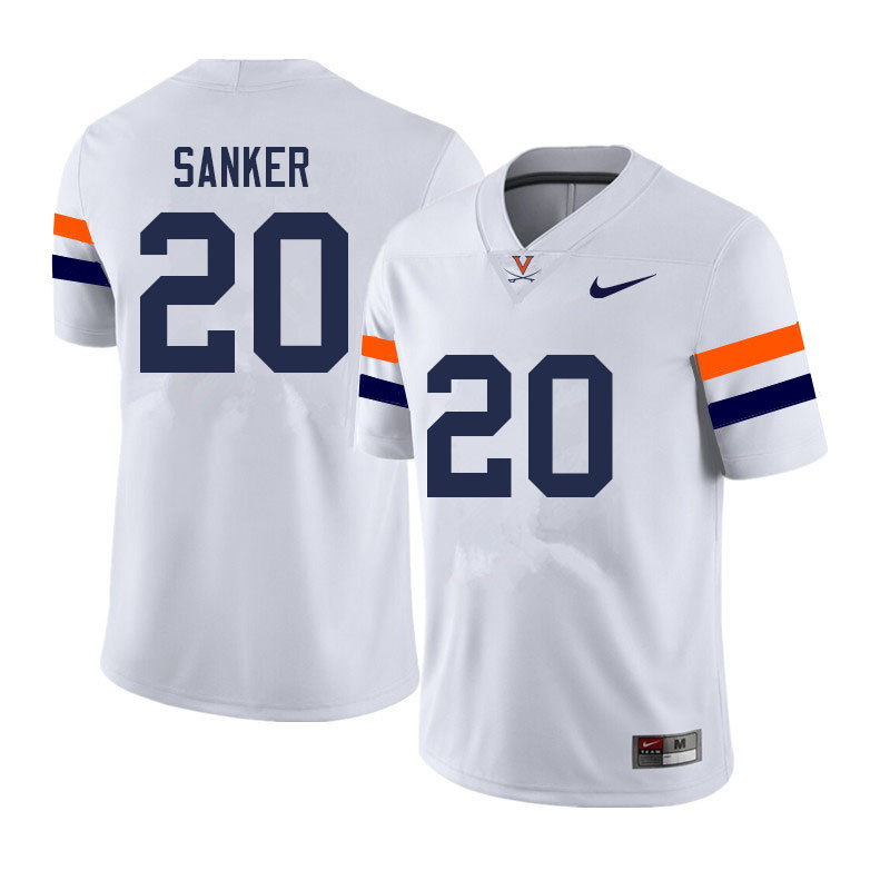 Men #20 Jonas Sanker Virginia Cavaliers College Football Jerseys Sale-White - Click Image to Close